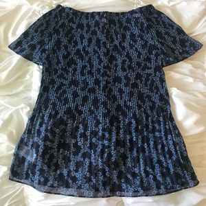 Michael Kors Blue Floral Off The Shoulder Top